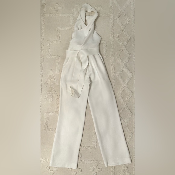 REISS: HALTER NECK LINEN BLEND JUMPSUIT - Picture 6 of 6